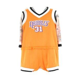 In Character Costumes Sz L Orange Black White Poly Spandex Basketball Romper